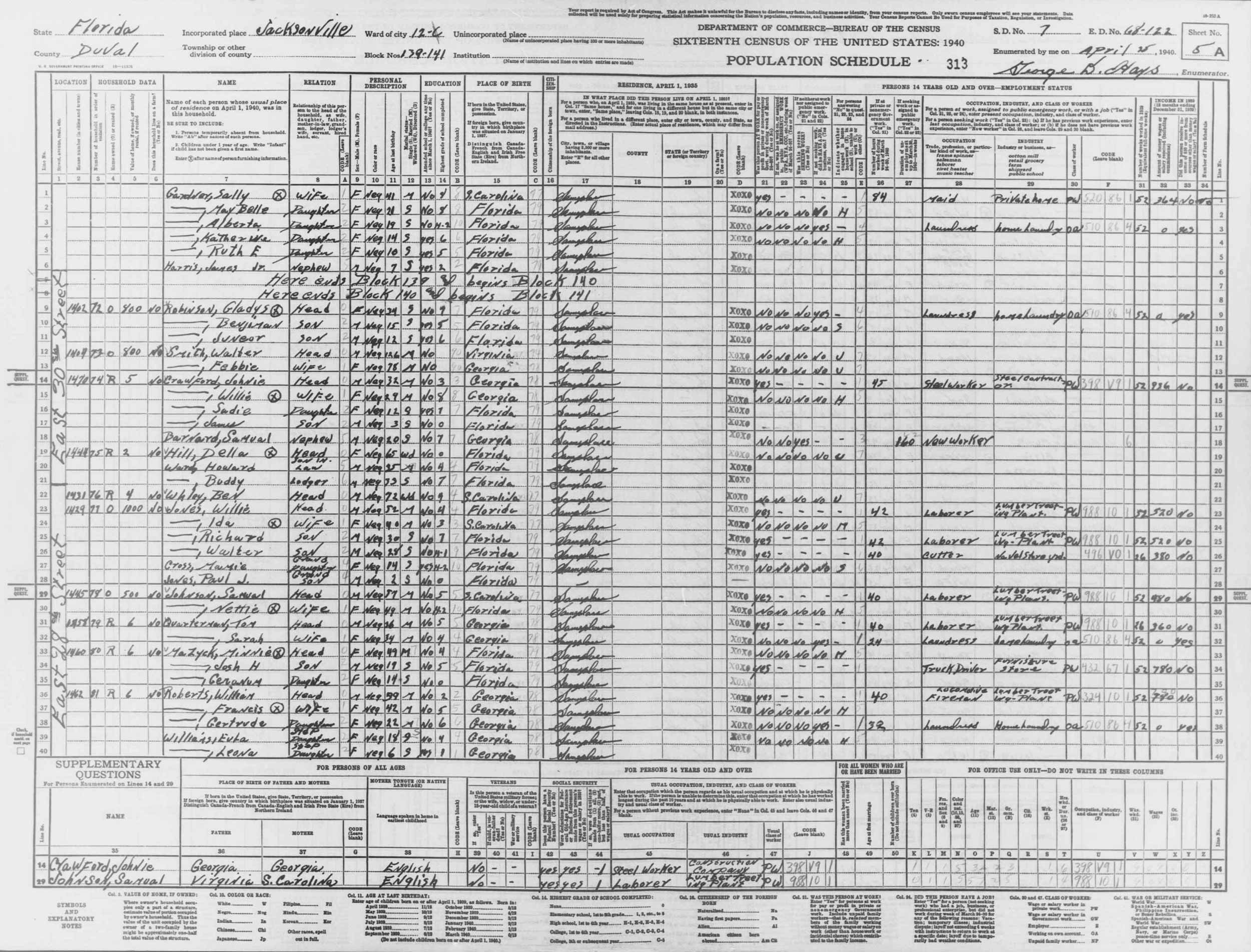 1940 Florida Census