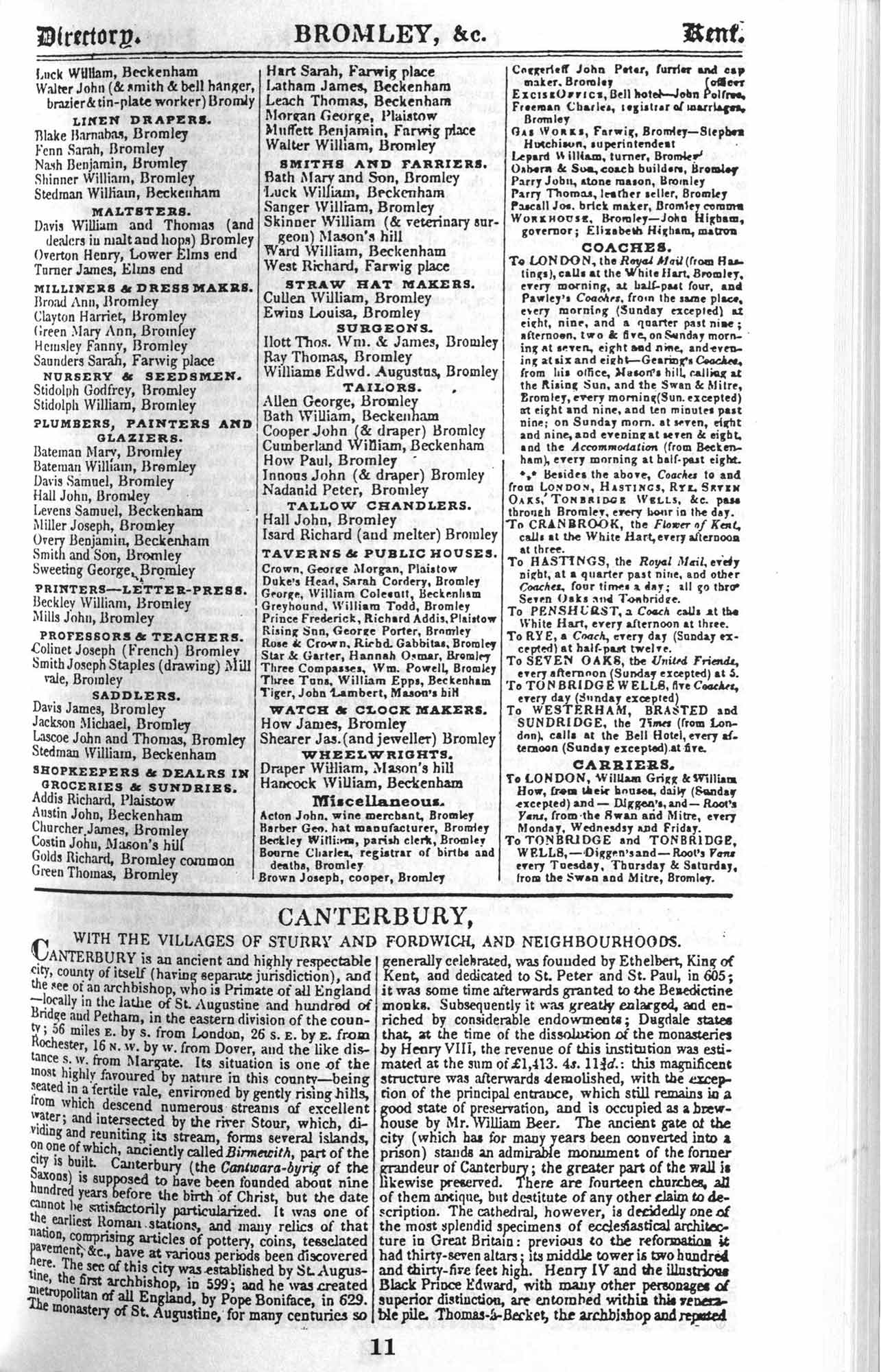 1839 Kent Pigot Directory