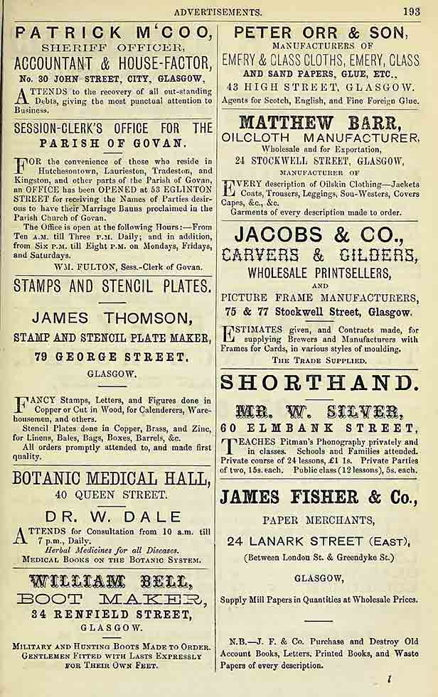 1868 Glasgow Post Office Directory