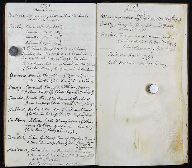 A page of Norfolk baptism records from 1793